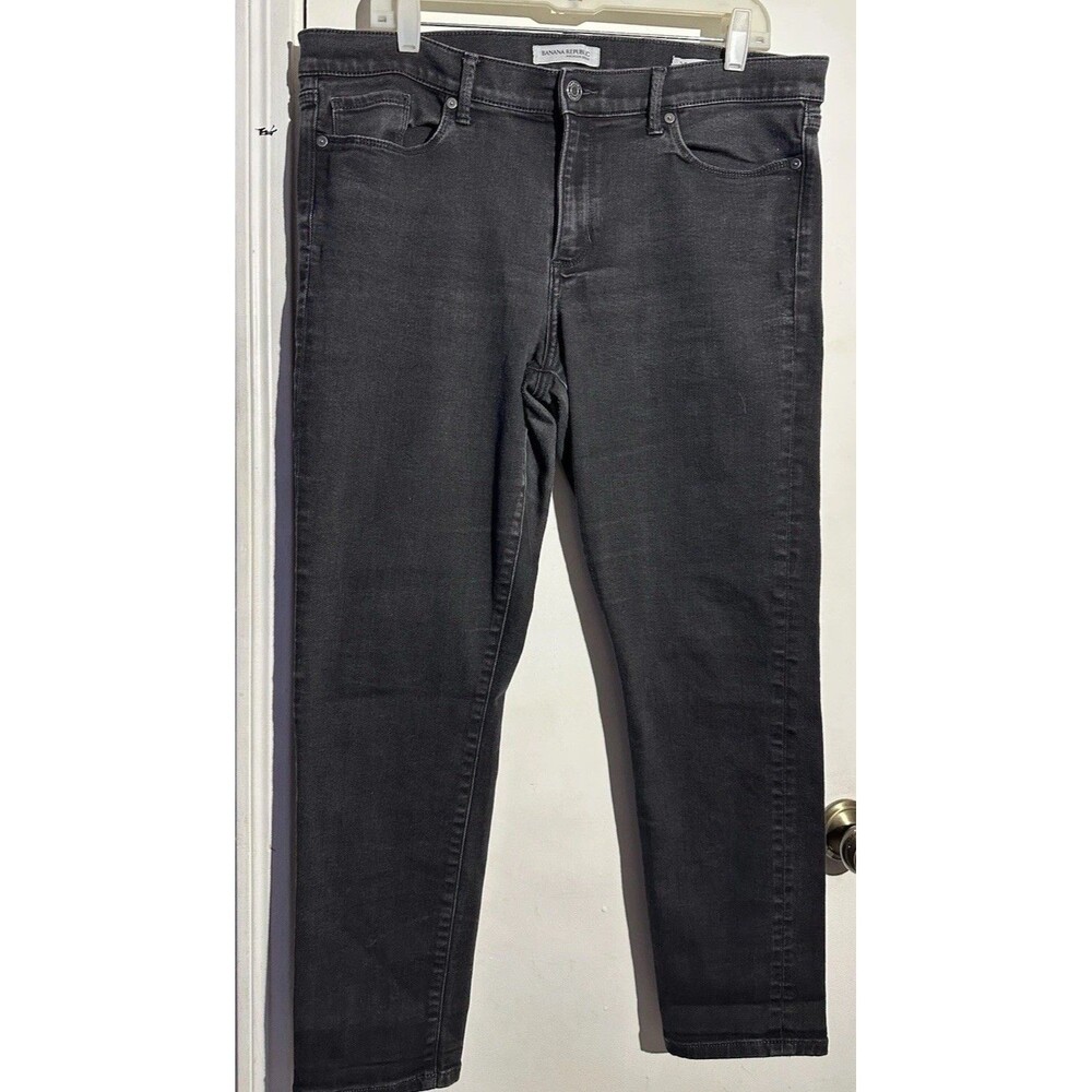 Banana Republic Men's Slim Luxe Traveler Jean, Dark Gray – Size 33 Skinny Ankle